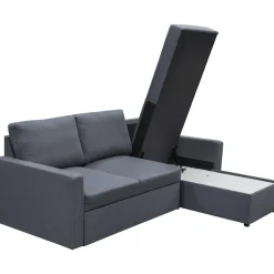 Bäddsoffa 220 cm bred mörkgrå med förvaring + Textilrengöring för möbler