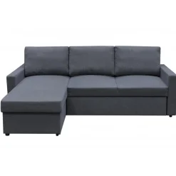 Bäddsoffa 220 cm bred mörkgrå med förvaring + Textilrengöring för möbler