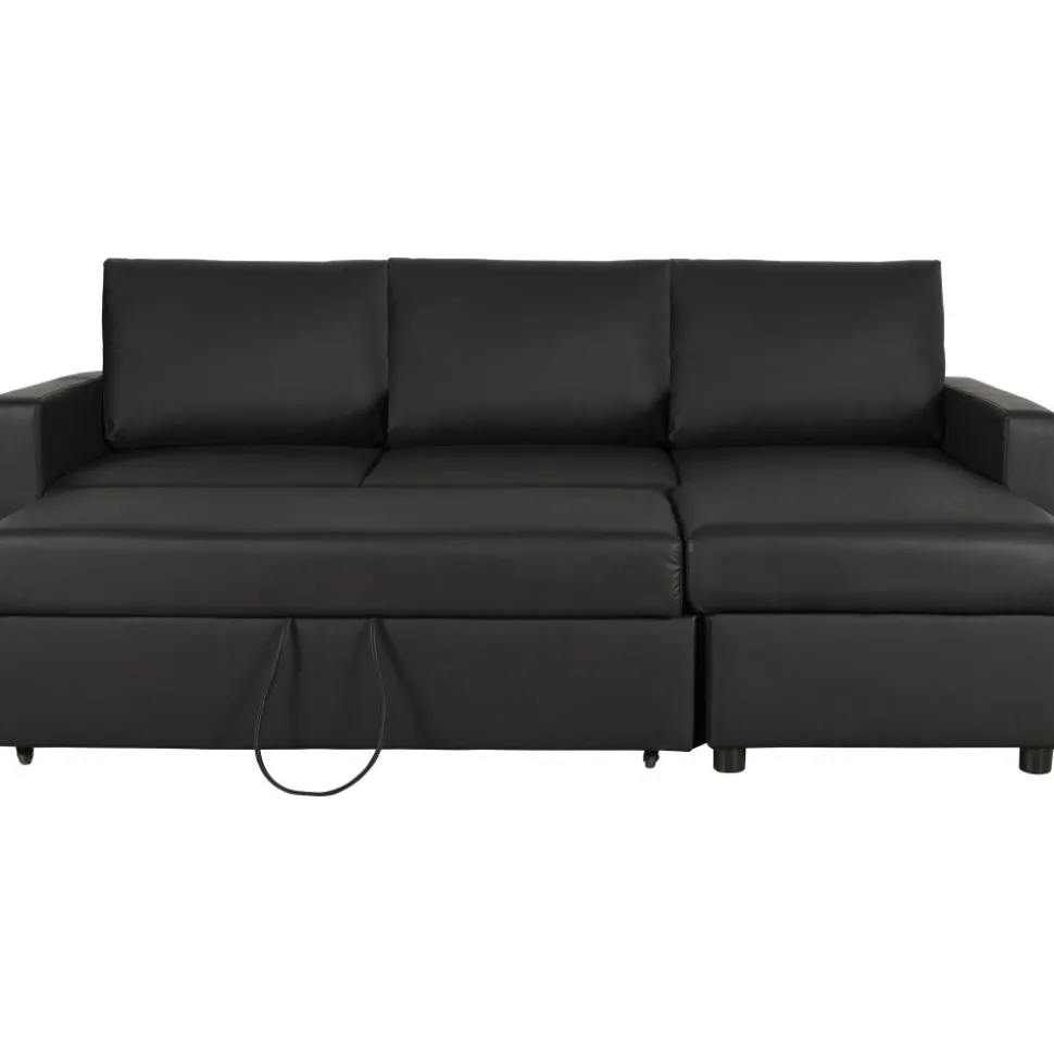 Bäddsoffa 218 cm PU-läder svart - Dream + Fläckborttagare för möbler