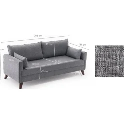 Bäddsoffa Bella - 208 cm + Textilrengöring för möbler