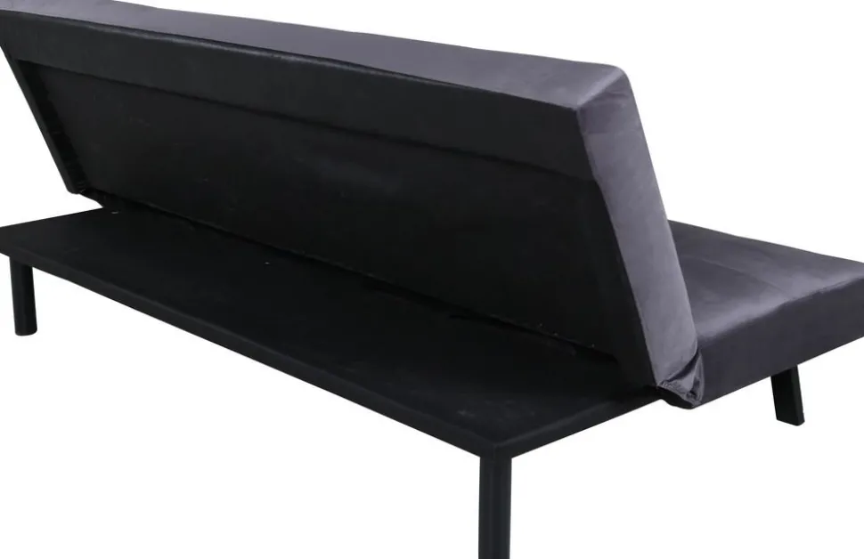 Bäddsoffa i mörkgrå sammet + Textilrengöring för möbler