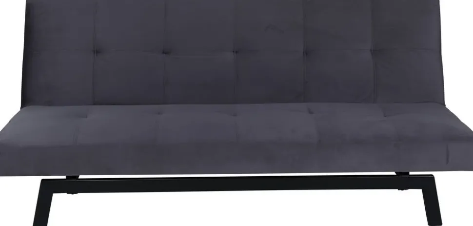 Bäddsoffa i mörkgrå sammet + Möbeltassar