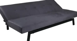 Bäddsoffa i mörkgrå sammet + Möbeltassar