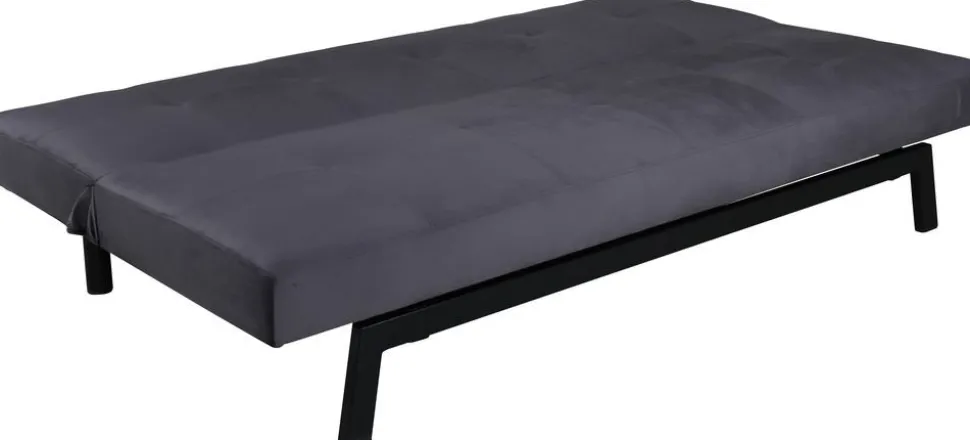 Bäddsoffa i mörkgrå sammet + Möbeltassar