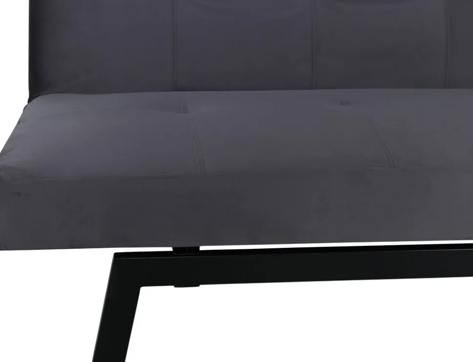 Bäddsoffa i mörkgrå sammet + Möbeltassar