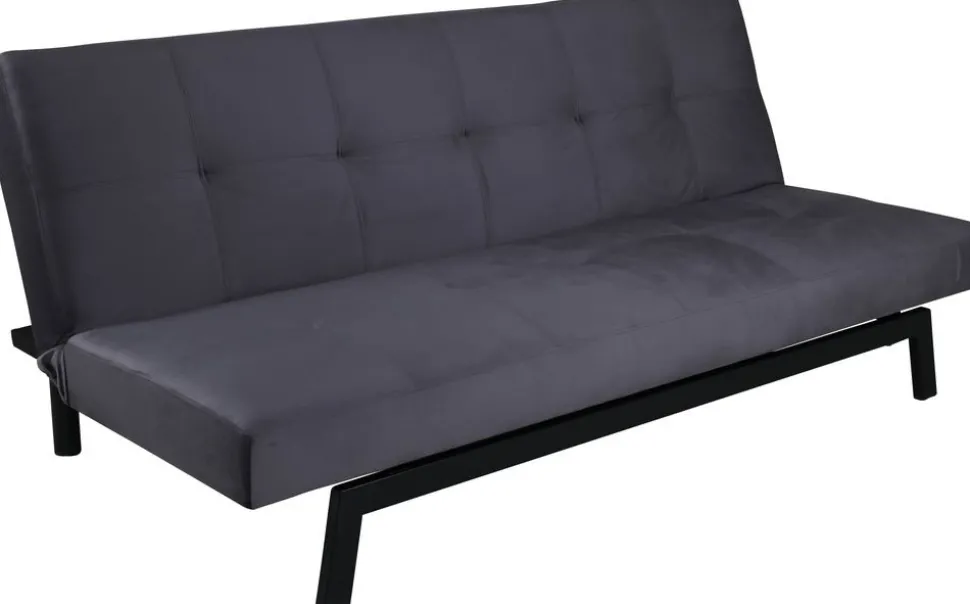 Bäddsoffa i mörkgrå sammet + Möbeltassar