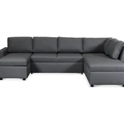 Bäddsoffa i U-design grå - Dream + Textilrengöring för möbler