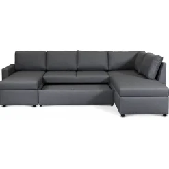 Bäddsoffa i U-design grå - Dream + Textilrengöring för möbler