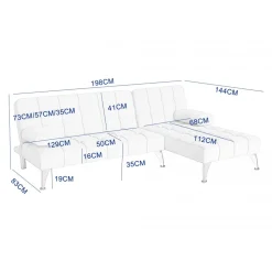 Bäddsoffa med divan brun sammet 198 cm