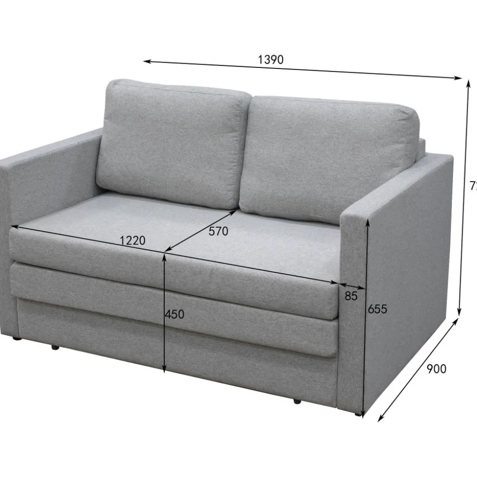 Bäddsoffa 2-sits grå