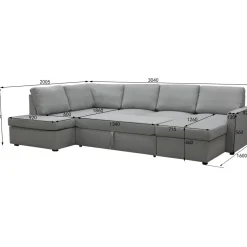 Bäddsoffa U-design grå - Tärnö + Fläckborttagare för möbler