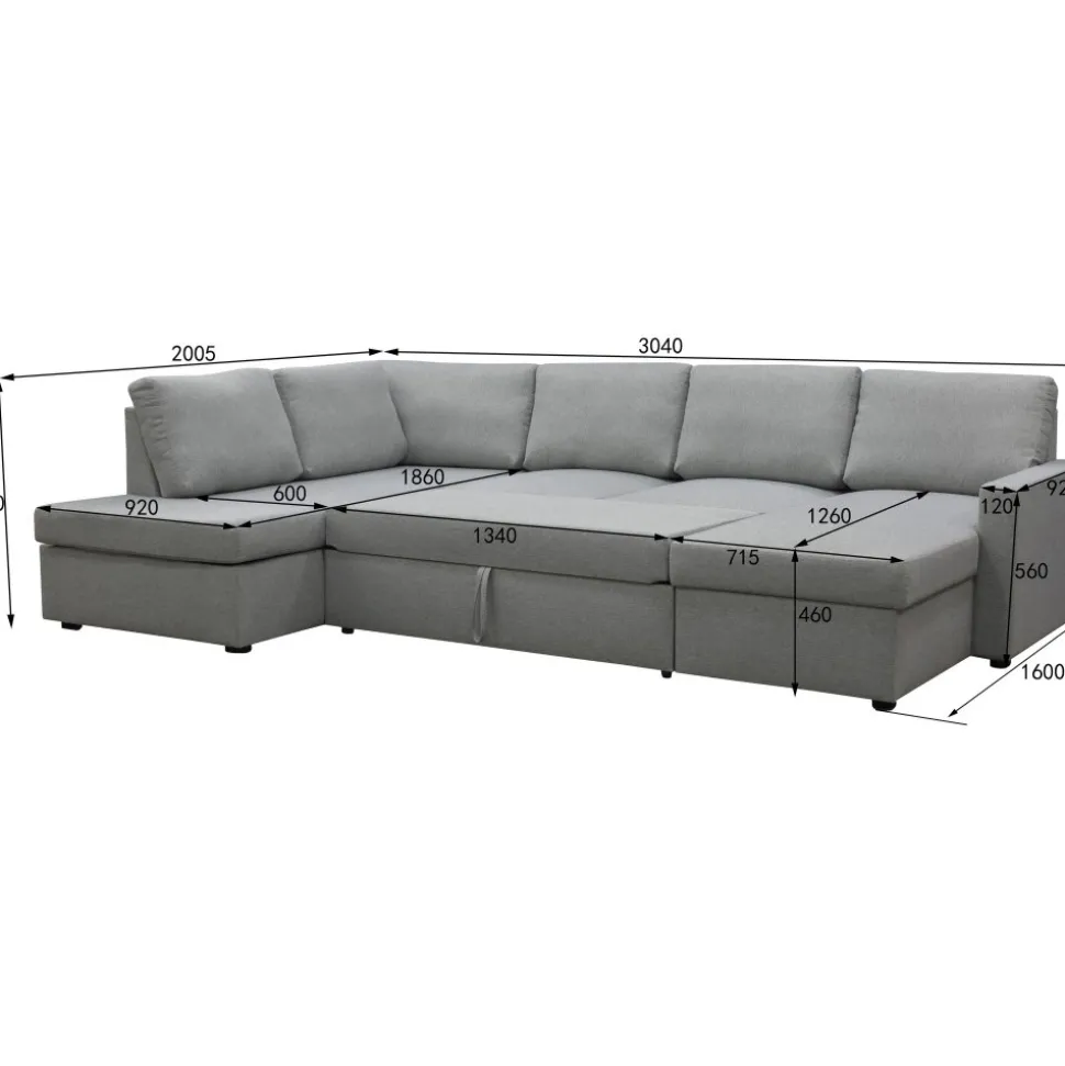 Bäddsoffa U-design grå - Tärnö + Textilrengöring för möbler