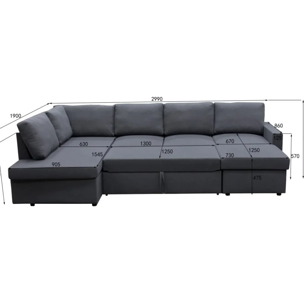 Bäddsoffa U-modell mörkgrå - Tärnö + Textilrengöring för möbler