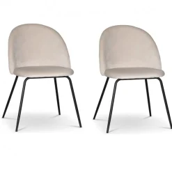 Beige stol i sammet med svarta ben - Astrid + Möbeltassar