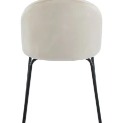 Beige stol i sammet med svarta ben - Astrid + Möbeltassar