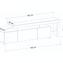 Beliz TV-bänk med LED-belysning - Svart trä