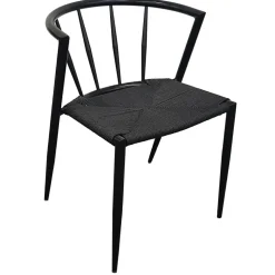 Bella utestol i svart metall med svart repsits + Textilskydd för utemöbler