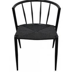 Bella utestol i svart metall med svart repsits