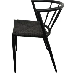 Bella utestol i svart metall med svart repsits