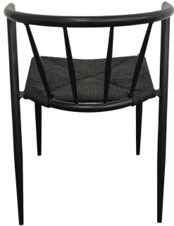 Bella utestol i svart metall med svart repsits