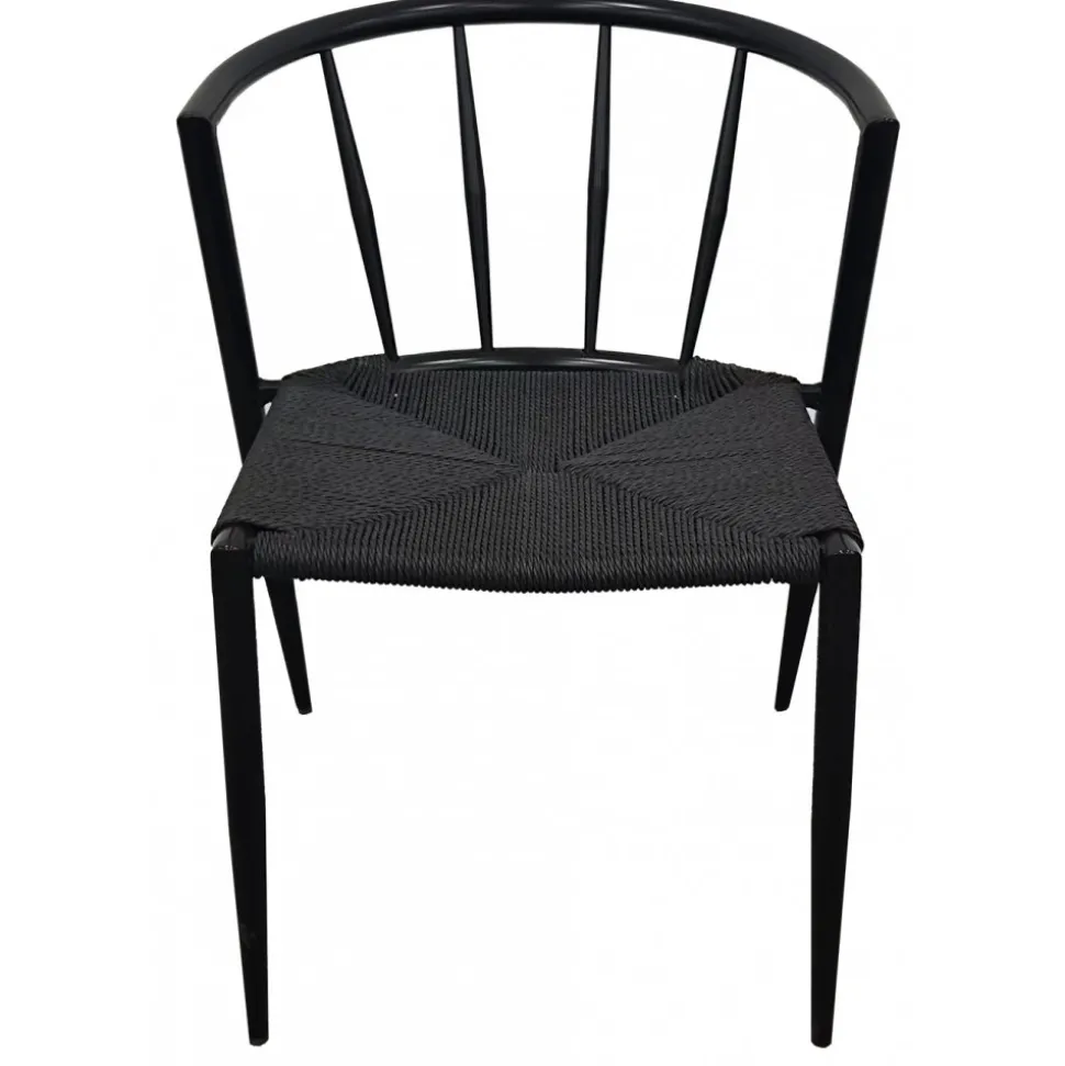 Bella utestol i svart metall med svart repsits + Rengöringsmedel för utemöbler