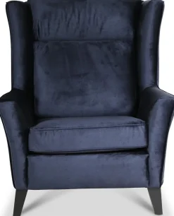 Berta fåtölj i mörkblå sammet