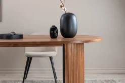 Bianca ovalt matbord 200x90 cm - Valnöt + 4.00 x Stolsdyna