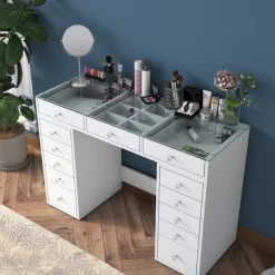 Bijou sminkbord 5 - 120 x 44,5 cm - Vit