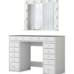 Bijou sminkbord med spegel 18 - 120 x 44,5 cm - Vit