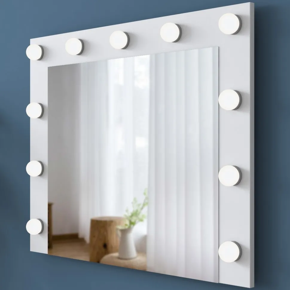 Bijou sminkbord med spegel och pall 21 - 90 x 45 cm - Vit