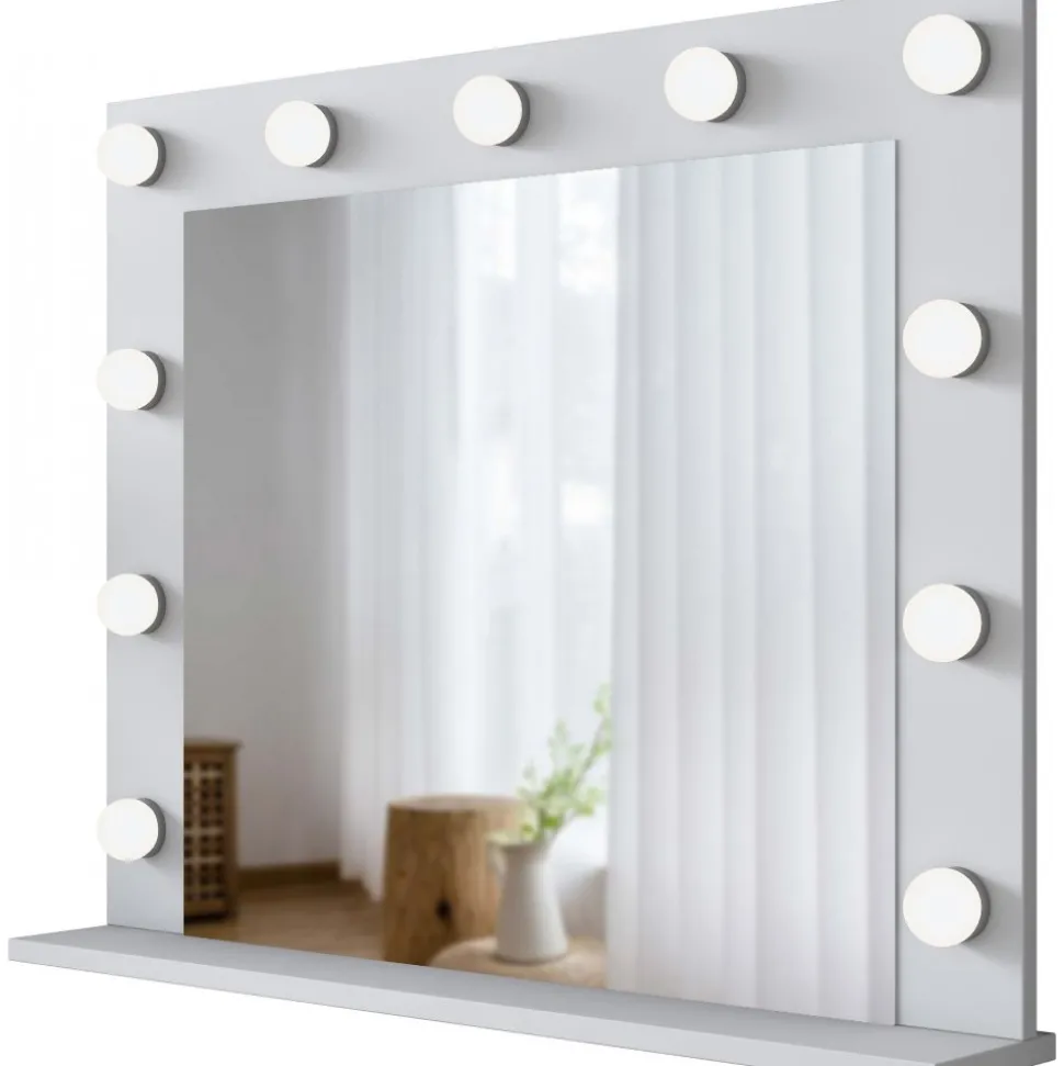 Bijou sminkbord med spegel och pall 21 - 90 x 45 cm - Vit