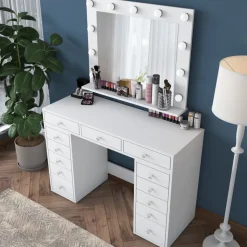 Bijou sminkbord med spegel 19 - 120 x 44,5 cm - Vit