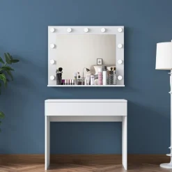 Bijou sminkbord med spegel 20 - 90 x 45 cm - Vit