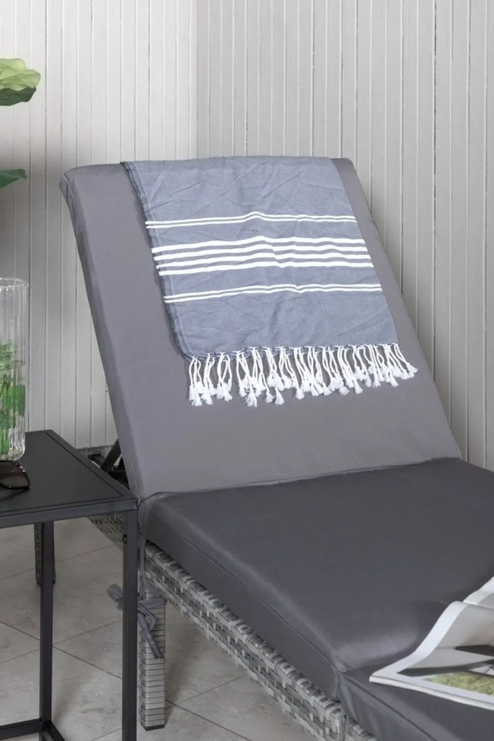 Bilbao solsäng - Grå + Textilskydd för utemöbler