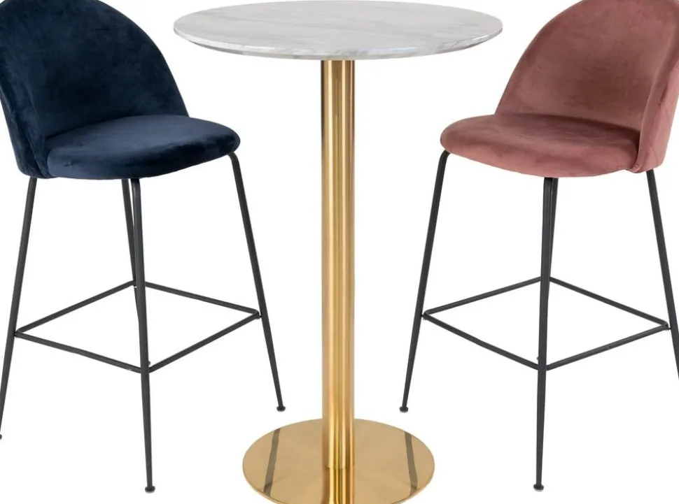 Bolzano Barbord 70 x 70 cm - Marmorimitation/mässing