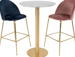 Bolzano Barbord 70 x 70 cm - Marmorimitation/mässing