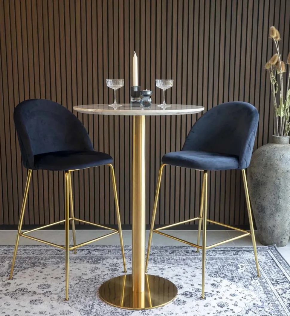 Bolzano Barbord 70 x 70 cm - Marmorimitation/mässing