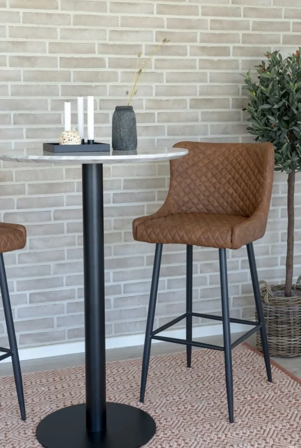 Bolzano Barbord 70 x 70 cm - Marmorimitation/svart