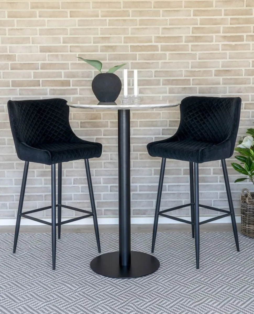 Bolzano Barbord 70 x 70 cm - Marmorimitation/svart