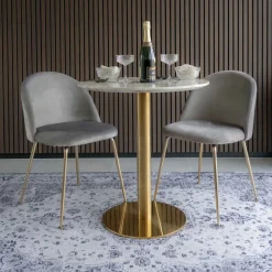 Bolzano Matbord - Marmorimitation/mässing - ø70 + Fläckborttagare för möbler