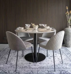 Bolzano Matbord - Marmorimitation/svart - ø110