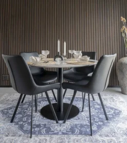Bolzano Matbord - Marmorimitation/svart - ø110