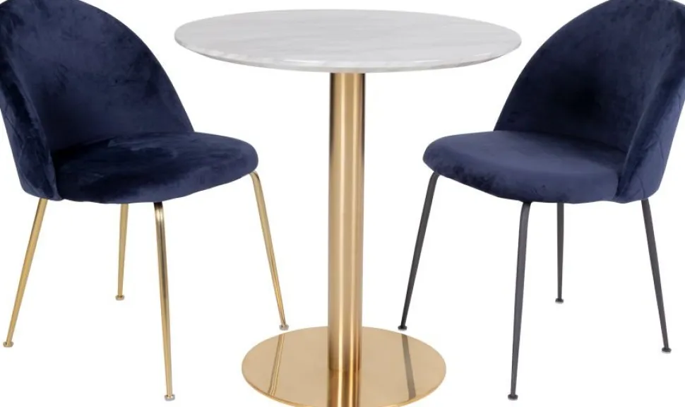 Bolzano Matbord - Marmorimitation/mässing - ø70