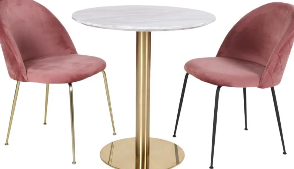 Bolzano Matbord - Marmorimitation/mässing - ø110