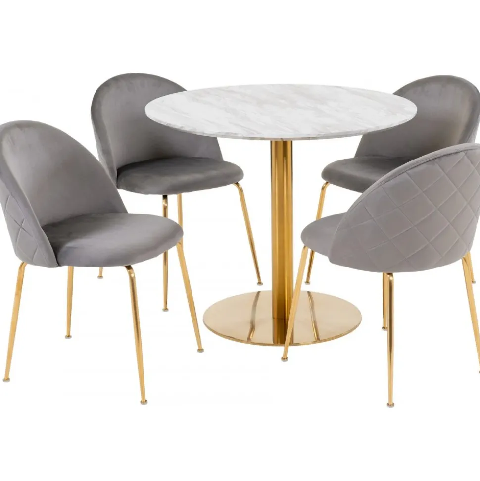 Bolzano matgrupp - Vit/grå + 4.00 x Stolsdyna