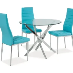 Bord i krom med glasskiva Ø90 cm + Möbeltassar