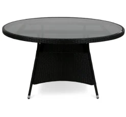 Brantevik utegrupp, runt bord med 6 st stolar - Svart konstrotting