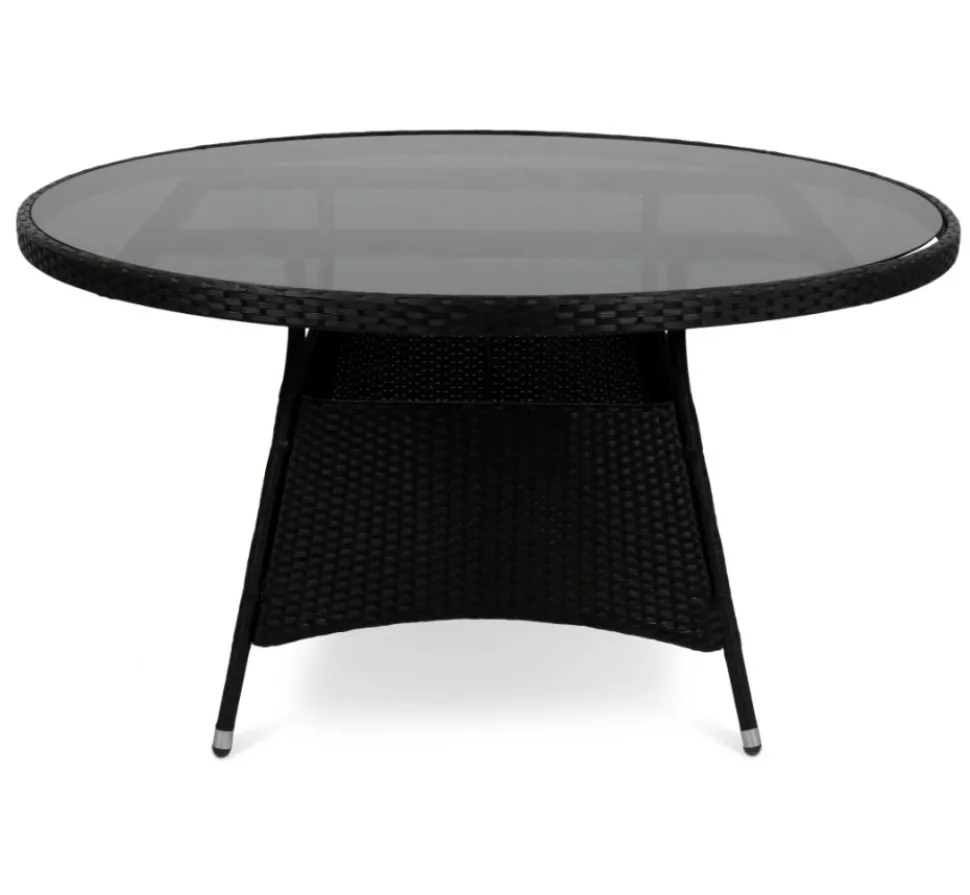 Brantevik utegrupp, runt bord med 6 st stolar - Svart konstrotting