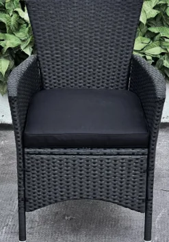 Brantevik utegrupp, runt bord med 6 st stolar - Svart konstrotting