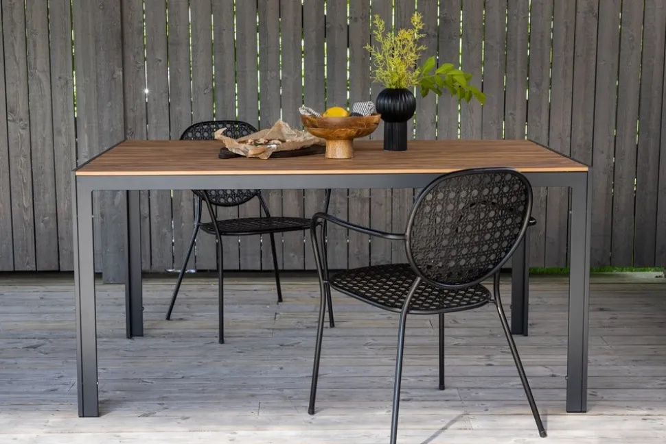 Break matbord 150 x 90 cm - Brun/Svart + Textilskydd för utemöbler